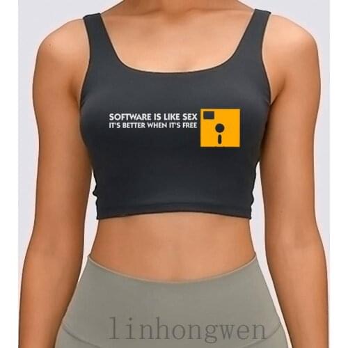 Software Is Like Sex Free Is Always Better Women Tank Top Design Breathable Spring Pictures Graphic S-XL Slim Crop Top