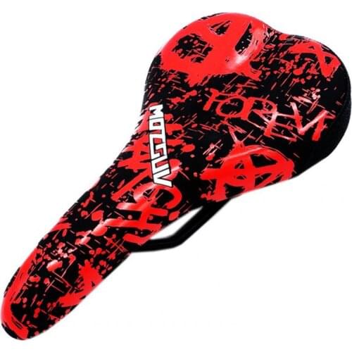Faux Leather Graffiti Print Bicycle Saddle Breathable Shock Absorption Bike Seat for MTB седло для велосипеда asiento bicicleta