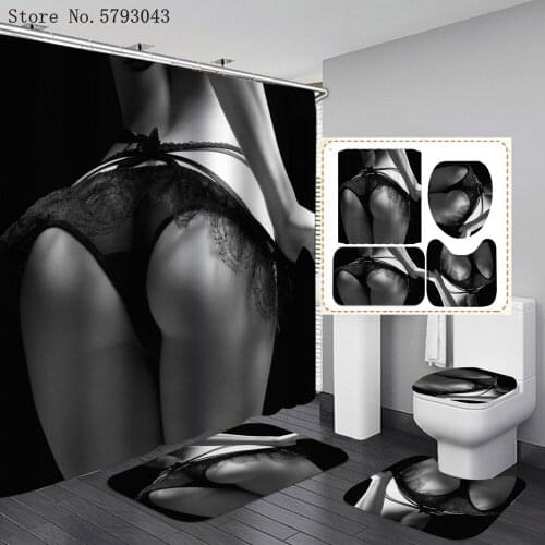 Sexy Lady Shower Curtains 3D Print Bathroom Curtain Set Bikini Girls Bathroom Set WC Bathtub Screen Shower Curtain Sets Decor