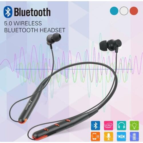Sports Bluetooth Earphone Neck Bluetooth Headset 5.0 Bass Waterproof Headphone Built-in Mic Support TF Card