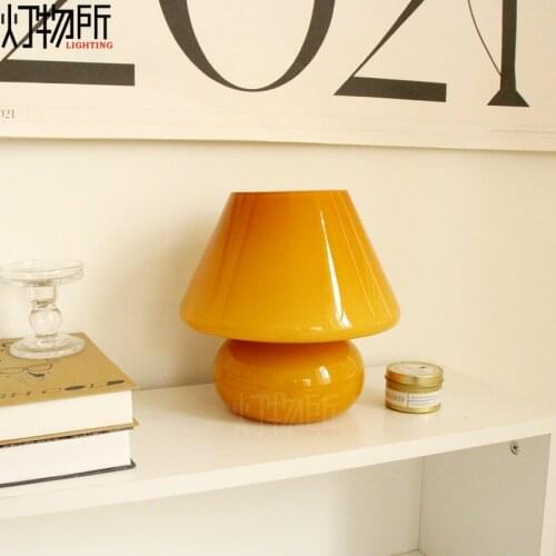 Glass table lamp, brown table lamp, living room, bedroom, bedside lamp, simple LED coffee table lamp, decorative home