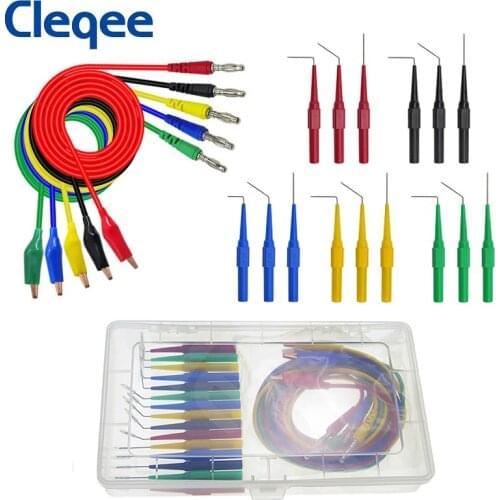 Cleqee P1920 Alligator clip to Banana plug test lead test probe connect to 4mm banana plug for electrical back probe kit