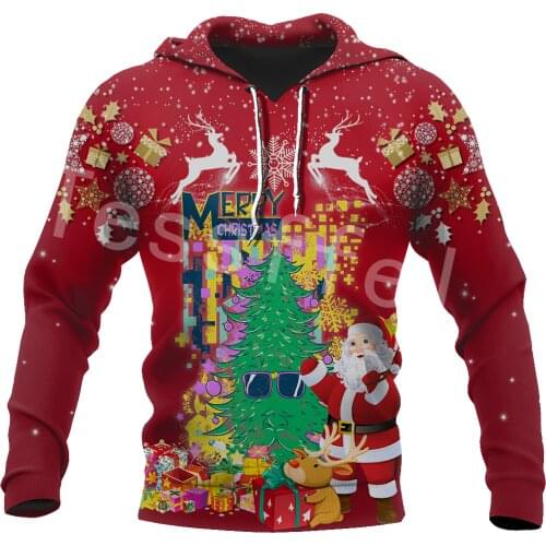 Tessffel Merry Christmas Santa Claus 3D Printed Hoodies Sweatshirts Zip Hooded For Men And Women Casual Streetwear Style-C46