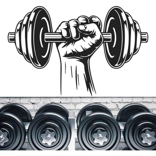 Gym Club Sign Fitness Bodybuilder Sport Wall Sticker Vinyl Modern Interior Decor Dumbbells Decals Removable Mural Wallpaper S007