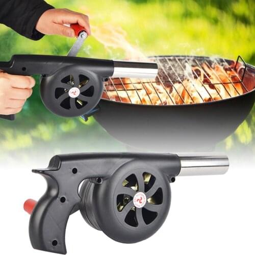 Outdoor Cooking BBQ Fan Air Blower Barbecue Fire Bellows Hand Crank Fan Stove Accessories For Picnic Camping