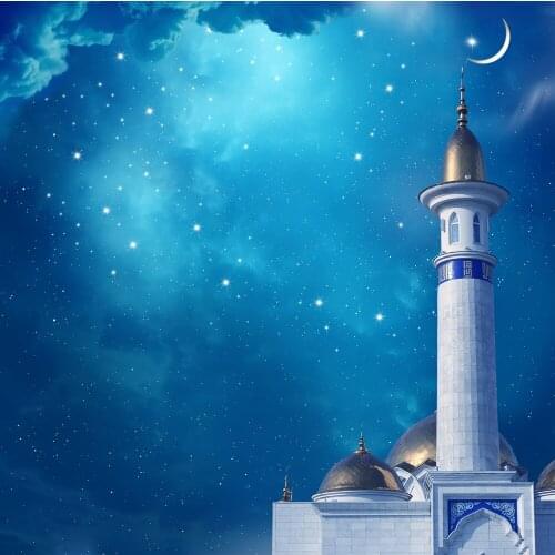 VinylBDS Printing Retro Photography Backdrops Fairy Backgrounds Fantasy Blue Sky Stars Moon High Building For Wedding Backdrops