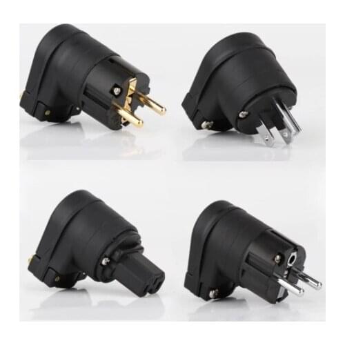 Hi-End Rhodium 24K Gold Schuko Connector Angled Schuko Plug audio power connector supply cable plug AC Power Plug