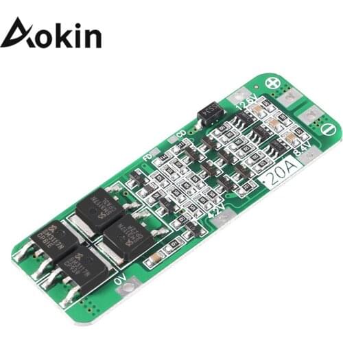 Aokin 3S 20A Li-ion Lithium Battery 18650 Charger Protection Board PCB BMS 12.6V Cell Charger Module bms 3s 12.6v 20a 18650