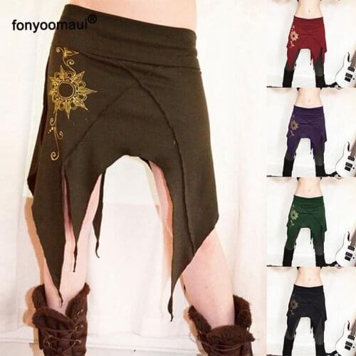 Large Size Floral Printed Asymmetrical Slim Mini Skirt For Women Punk Style Sexy Short Handkerchief Skirts For Ladies S-4XL