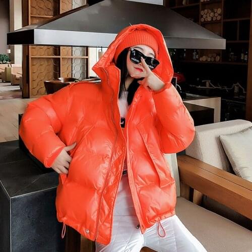 Winter 2021 Women Solid Colors Hooded Korean Loose Short Down Cotton-Padded Jacket Plus Size Casual Cotton Parkas Coat Female