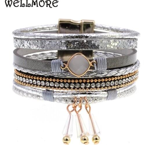WELLMORE new stlye leather bracelets charm bracelets Bohemian bracelets&bangles for women gift wholesale jewelry