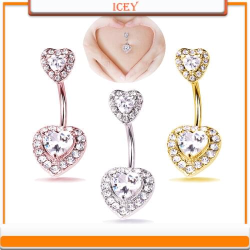 Zirconium Shi Aixin Navel Ring Two Hearts Navel Buckle Puncture Ornaments