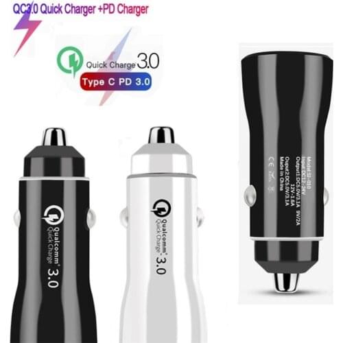 100pcs 36W QC 3.0 Dual USB Port USB-C PD 3.0 Quick Fast Car Charger Adapter 3.1A BLUE LED light For iPhone Samsung huawei