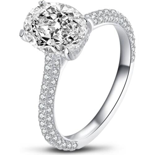 2.5 Carat Oval Cut Simulated Diamond Engagement Wedding Sterling Silver Ring 4 Prongs Elegant Jewelry for Women