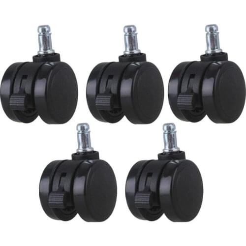 2Inch Metal PU Office Chair Swivel Casters Furniture Wheels Grip Ring Stem with Brake for Sofa Goods Shelf Storage Rack 5PCS