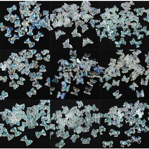 3D Resin Bow Ties/Butterfly Charm Nail Art Rhinestones Decoration Pixie Ornaments DIY Manicure Glitter AB ornaments Accessories
