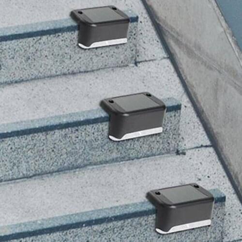 4pcs LED Solar Deck Lights IP65 Waterproof Outdoor Garden Pathway Patio Stairs Steps Fence Lamps - Black Shell + White Light