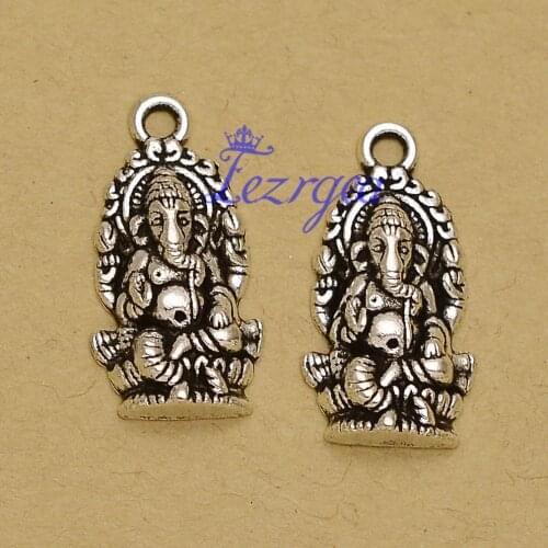 40pcs/lot--27x14mm, Vintage Religion Thailand Ganesha Charms Antique Metal Alloy elephant god Charms, DIY supplies