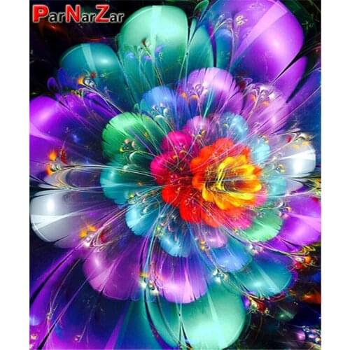 ParNarZar Flower 5D DIY Diamond Painting Needlework Full Round Diamond Mosaic Picture of Rhinestones Diamond Embroidery