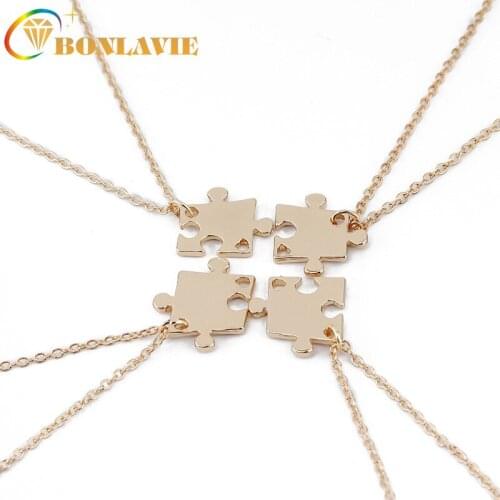 BONLAVIE Creative Good Friend Honey Necklace Best Friends Four-valve Stitched Geometric Pendant