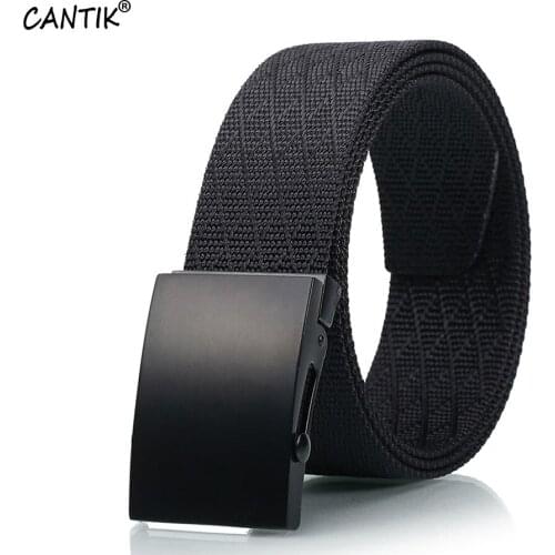 CANTIK Unisex Design Zinc Alloy Automatic Buckle Belts Quality Net Nylon Belt Female & Male Jeans Accessories Clothing CBCA036