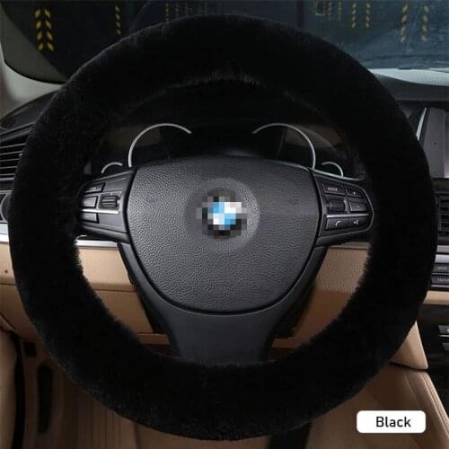 CHIZIYO Genuine Sheepskin Wool Plush Warm Steering-Wheel Cover Car Steering Wheel Cover For 35CM-43CM