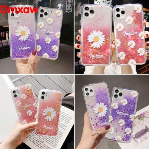 Quicksand Case For OPPO Reno 5 4 Pro SE 4Z 5G A83 A73 2020 A72 5G R17 R15 Pro A3 F3 F1 Plus Dynamic Liquid Cover Daisy Flower