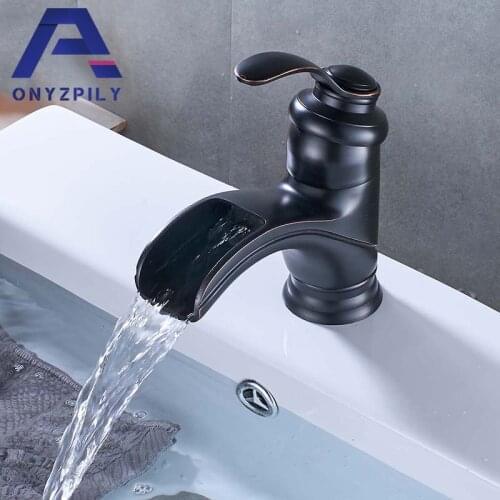 Black Brozne Washroom Basin Faucet Hot & Cold Water Mixer Brass ORB Deck Mounted Crane teapot Shape Faucets One Handle One Hole