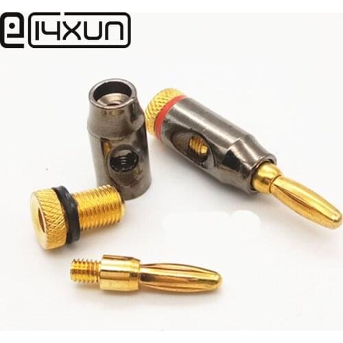 EClyxun 2Pcs 4mm Banana Plug Gold-plated Spiral Type Screw Stereo Speaker Audio Copper Terminal Adapter Electronic Connector