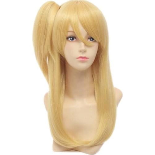Fairy Tail Wig Lucy Heartfilia Cosplay Wig 50 cm Long Straight Costume Cosplay Wig 20 cm Girl Hairpiece Yellow Golden Hair wig