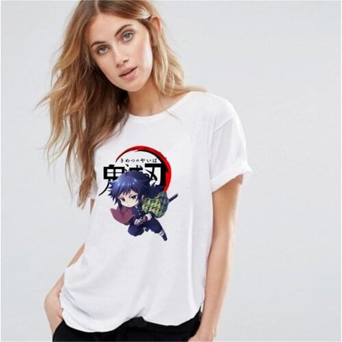 Japanese Anime Demon Slayer T Shirt Women Tomioka Giyuu T Shirt Cartoon Kimetsu No Yaiba Kawaii T-shirt Female Tops
