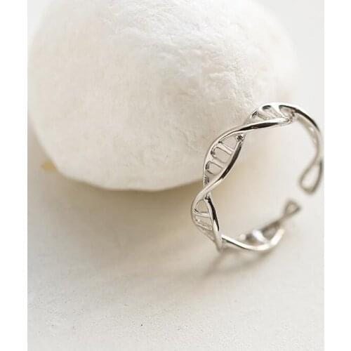 Jisensp New Fashion Biology DNA Rings for Women Minimalist Chemistry Molecule Rings Men Double Helix Anel Ring Bague bijoux