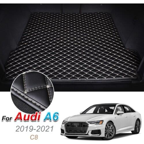 Leather Car Trunk Mat For Audi A6L C8 2019 2020 2021 Cargo Liner Trunk Floor Pad Carpet Car Accessories