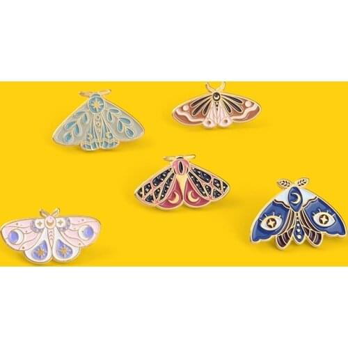 Beautiful Moth Enamel Lapel Pin Multifarious Brooch Accessories Hat Backpack Badge Exquisite Gift for Friend Custom Wholesale