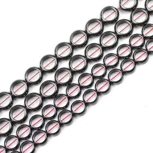JHNBY 10/12MM Round Circle Black Hematite Natural Stone Spacers Loose Beads For Jewelry Making Diy bracelet necklace accessories