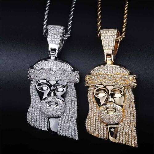 New Ice out Jesus Corolla pendant hip hop Jewelry Fashion CZ Stone Necklace Cubic Zircon Link For Man Women Gift