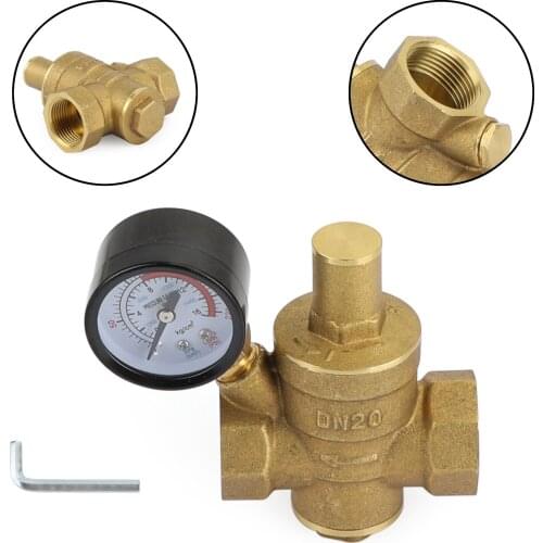 Artudatech DN20 3/4" Brass Adjustable Water Pressure Reducing Regulator Valves With Gauge