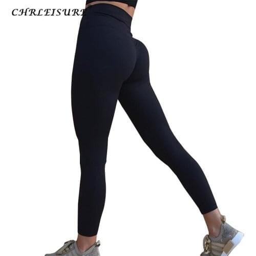 CHRLEISURE Fitness High Waist Leggings For Feamle 2019 New Push Up Trousers Bodybuding Leggings Women Clothing Black Leggings