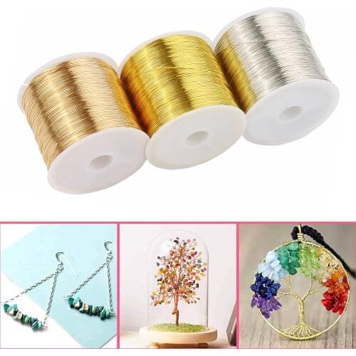 Gold Silver Color Copper Wre for Bracelet Necklace DIY Colorfast Beading Wire Jewelry Cord String Handcraft Making 0.3/0.4mm