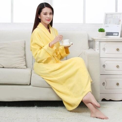 100% Cotton Toweling Terry Long Robe Soft Bath Robe For Women Nightrobe Sleepwear Female Autumn Winter Casual Home Bathrobe