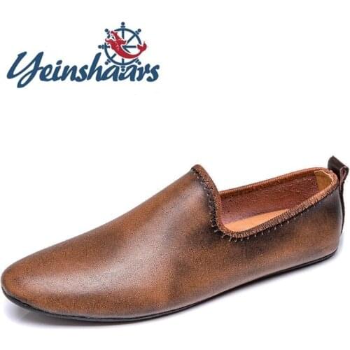 Mens Loafers Leather Casual Shoes Men Classic Stylish Slip on Shoes Male Leisure Driving Shoes Elegantes Flat Summer Footwear