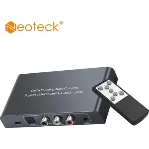 Neoteck DAC Digital to Analog Audio Converter With Remote Control Volume Control With Optical Cable Toslink Coaxial to RCA 3.5mm