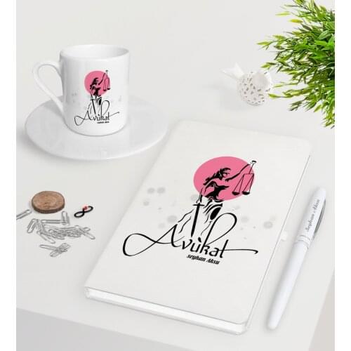 Personalized Lawyer White Notebook Pen Turkish coffee Cup Seti-10