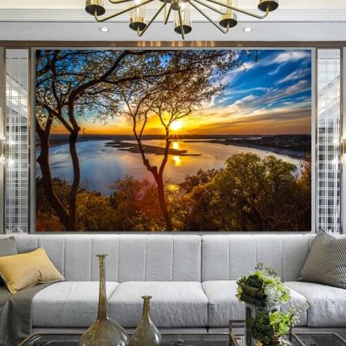 Natural Scenery Posters and Prints on Canvas Wall Art Oil Paintings Sunset Landscape Picture for Living Room Home Decor No Frame