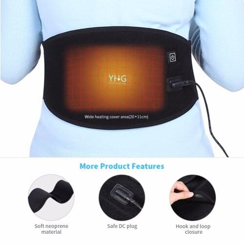 YHG USB Charging Electric Heating Hot Therapy Abdomen Waist Support Belt Wrap Orthopedic Brace Back Heating Pad Pain Relief Band