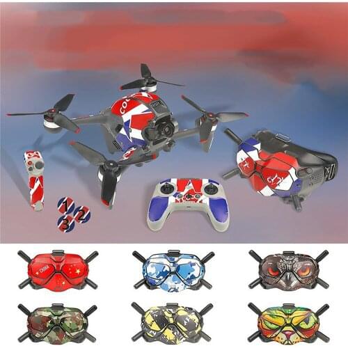 PVC Sticker Dustproof Protective Cover Patch Skin Full Set for DJI FPV Drone Goggles Remote Control
