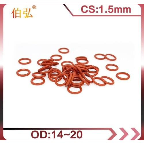 10PCS/lot Red Silicon O-Ring Silicone/VMQ 1.5mm Thickness OD14/15/16/17/18/19/20mm O Ring Seal Rubber Gasket Rings Washer