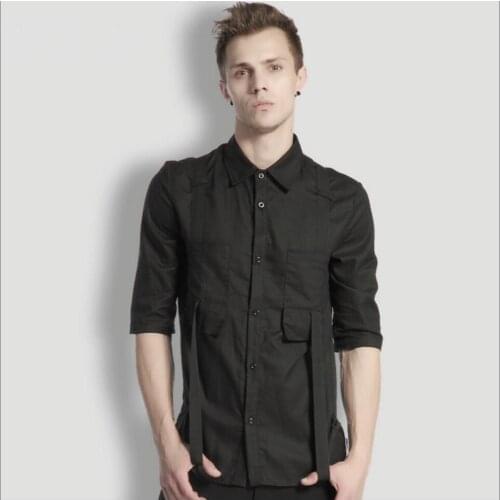 S-5xl Plus Size Mens Clothing Summer New Fashion Personality Slim All-match Casual Half Sleeve Thin Shirt Top Singer Costumes