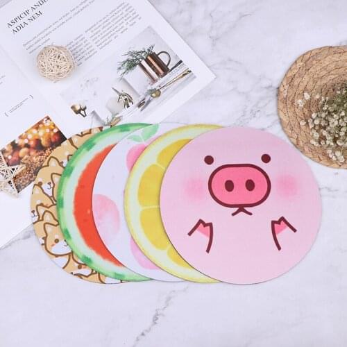 Cute Fruit Mouse Pad Round Mat Soft thick Watermelon lemon peach Summer