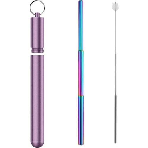 Collapsible Straw Collapsible Reusable Stainless Straw Portable Straw Telescopic Straw with Aluminum Case